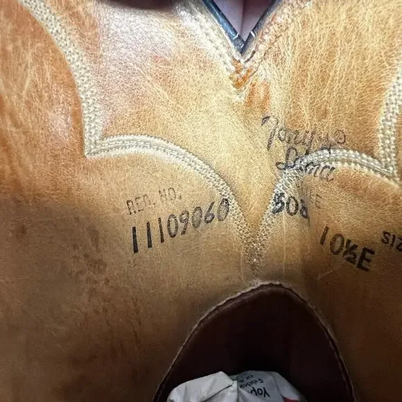 Vintage Tony Lama Mens Size 10.5 E Brown Leather Western Cowboy Boots Style 3084 - Picture 11 of 12